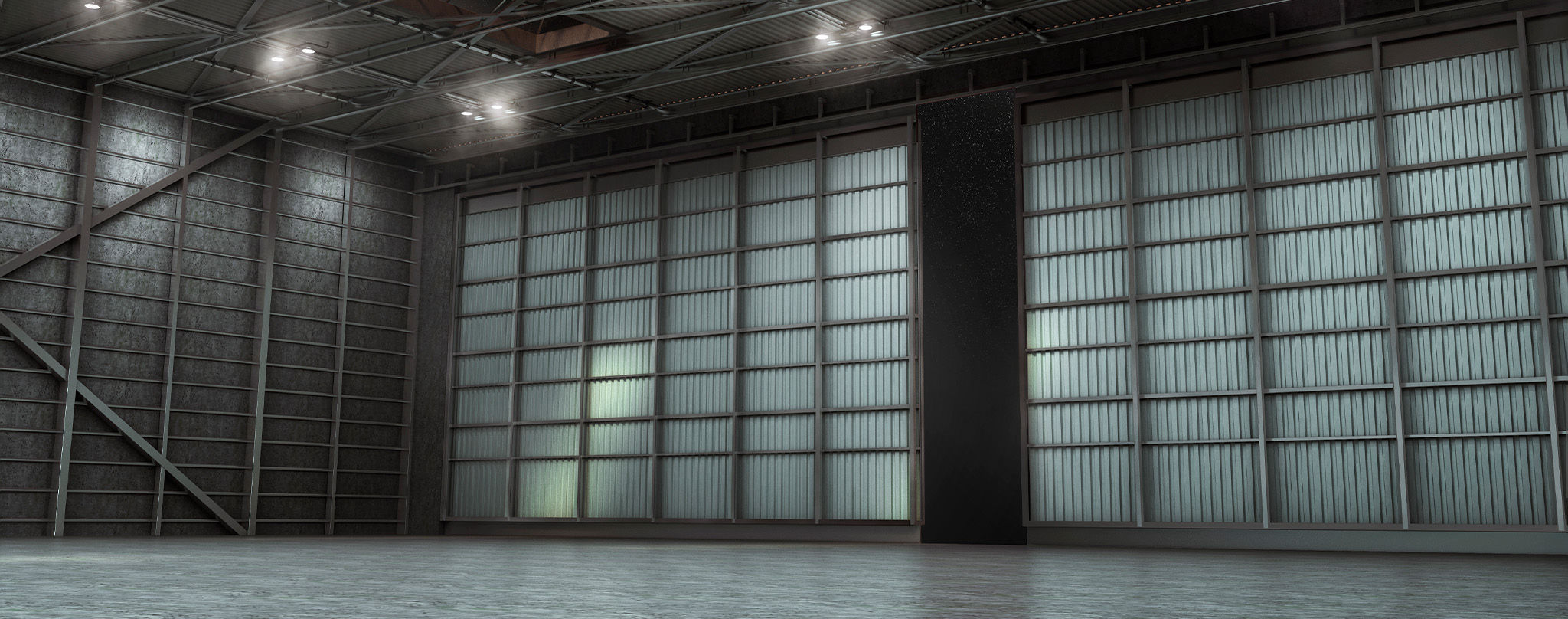 Interior of a large empty warehouse